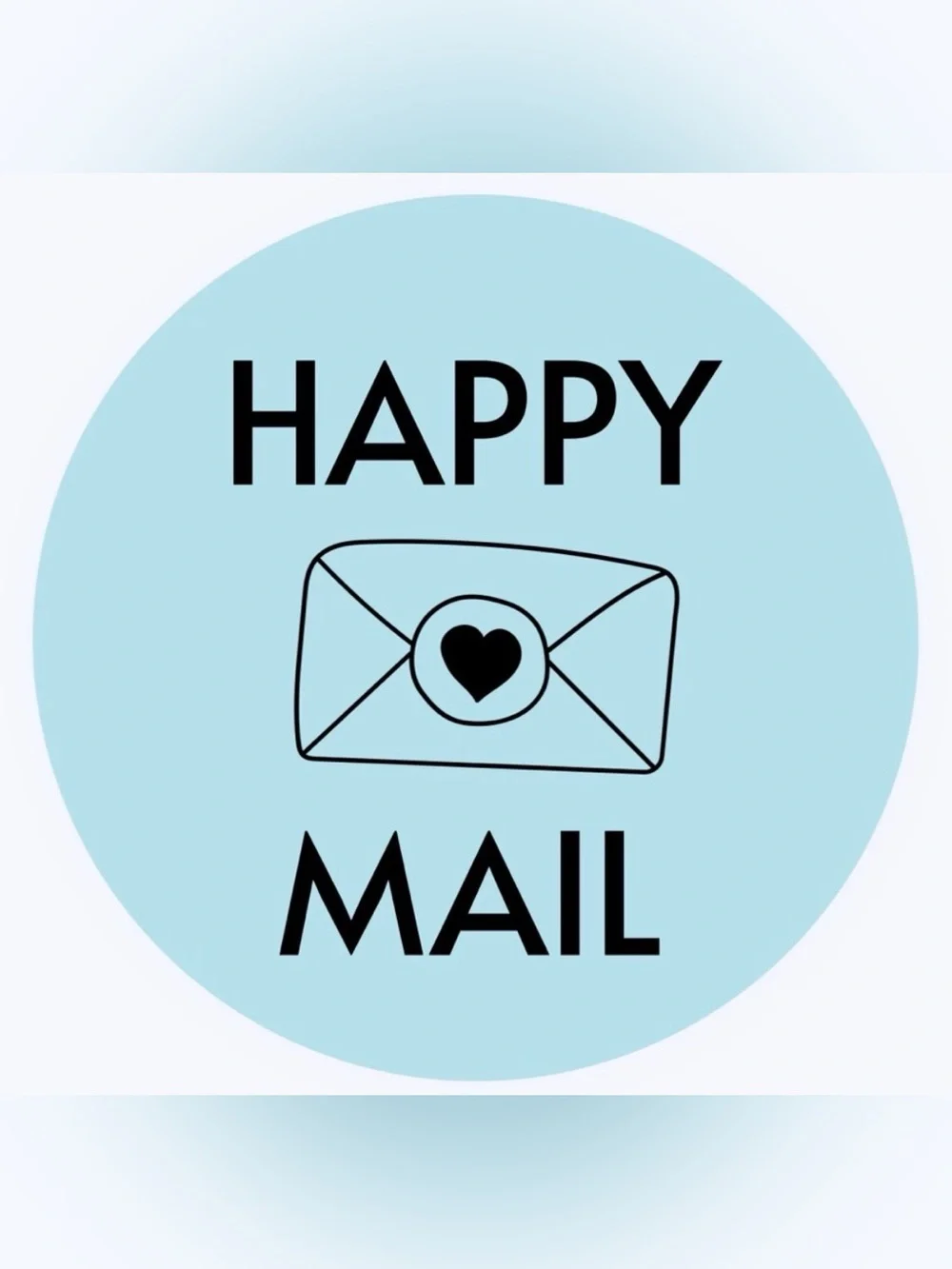 50 STICKERS - 2” ROUND - HAPPY MAIL - BLUE
